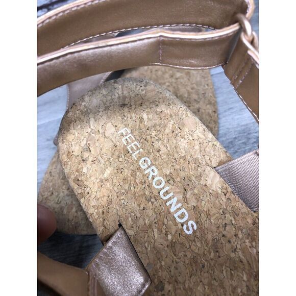 Feel Grounds Seaside Luxe Rose Pink Leather Strap Cork Flat Sandals Women Sz 42 - Picture 13 of 16